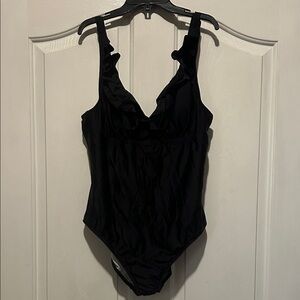 Venus Black Ruffled One-Piece Swimsuit